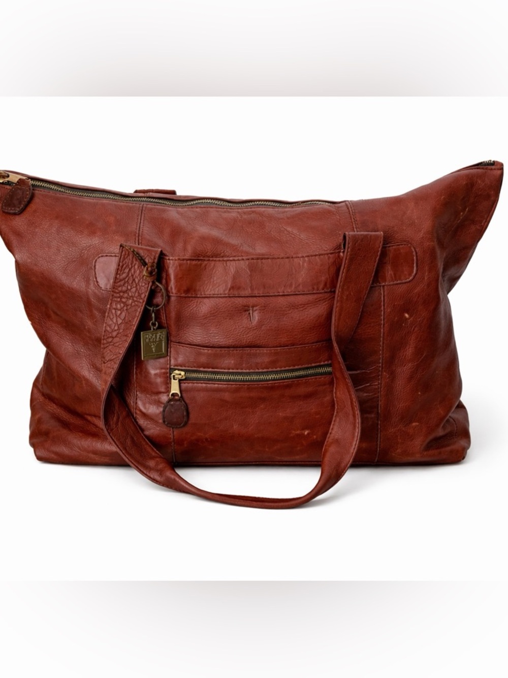 Frye Brown Leather Weekender Tote Bag